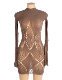 Thumbnail for a mannequin wearing a brown bodysuit with long sleeves