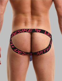 Thumbnail for a man wearing a black and pink jock