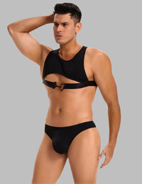 Thumbnail for a man wearing a black scandals harness set