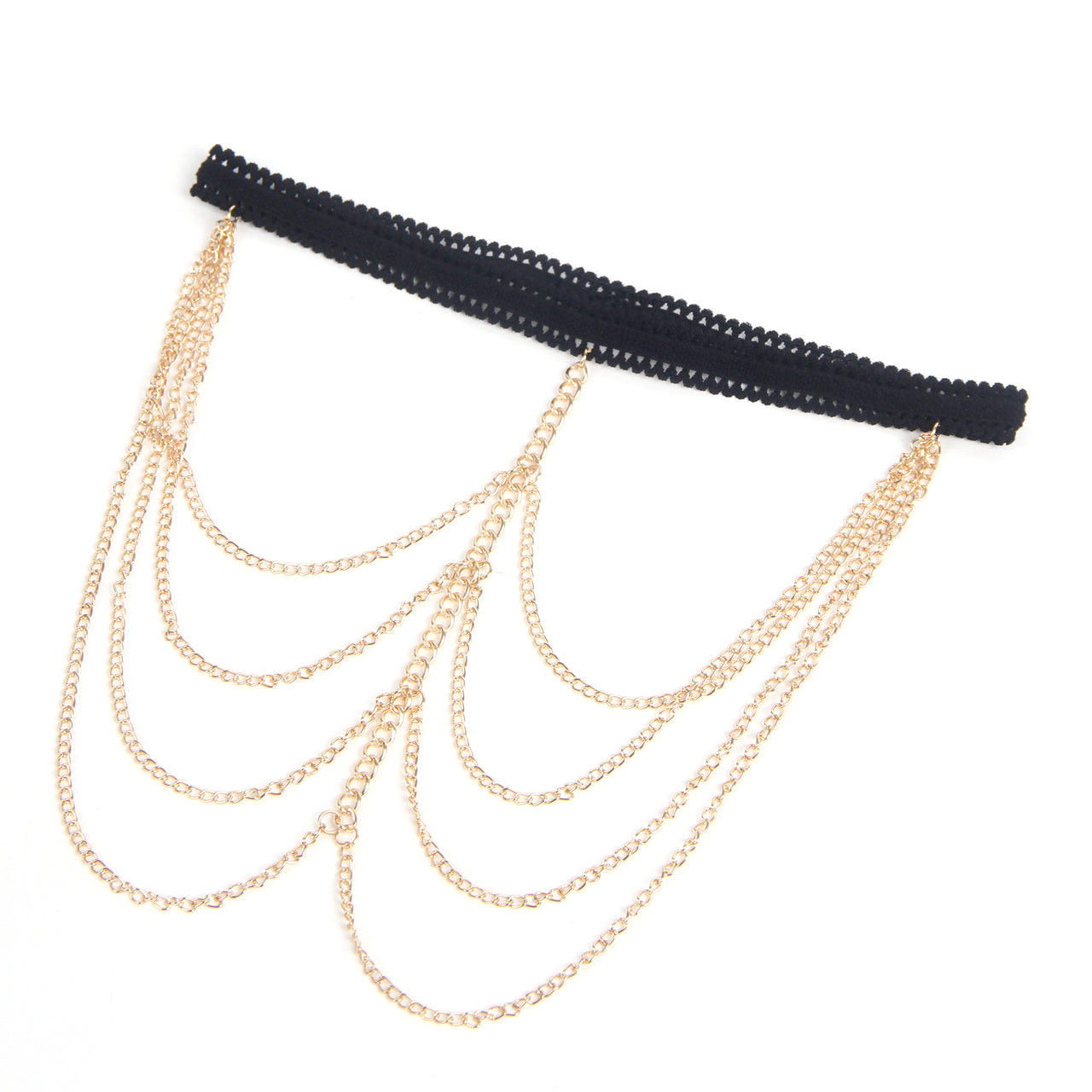 Elegant Gold Chain Leg Garter by Scandals - Perfectly crafted four layer chain leg ring garter for a sensual look.