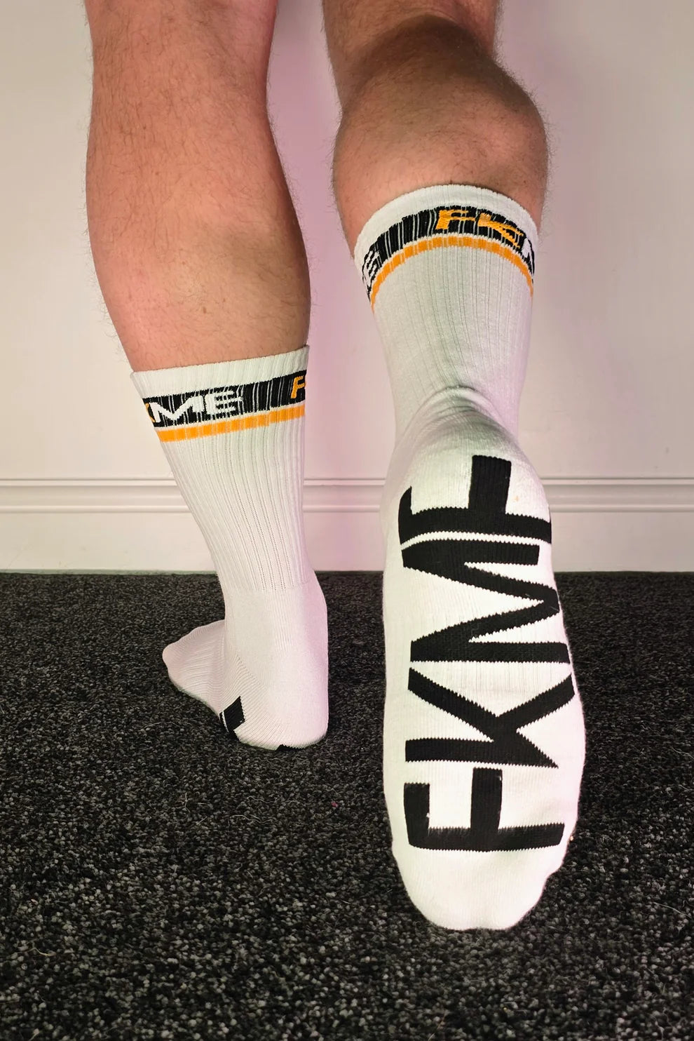 Sophisticated FKME Logo Socks in Large Font, crafted for ultimate comfort and style, suitable for UK mens sizes 7-12.