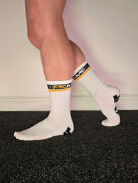 Chic FKME Logo Socks with a large font print, perfect for making a statement while offering unparalleled comfort.