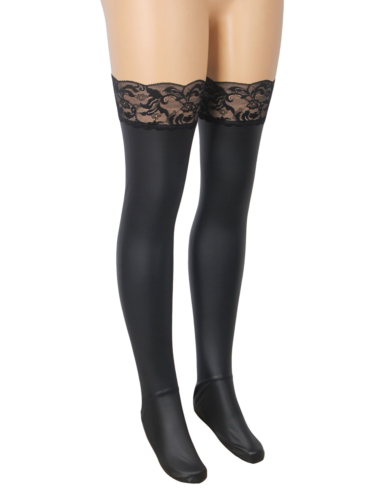 Wet Look Matt PU Suspender Stockings by Scandals