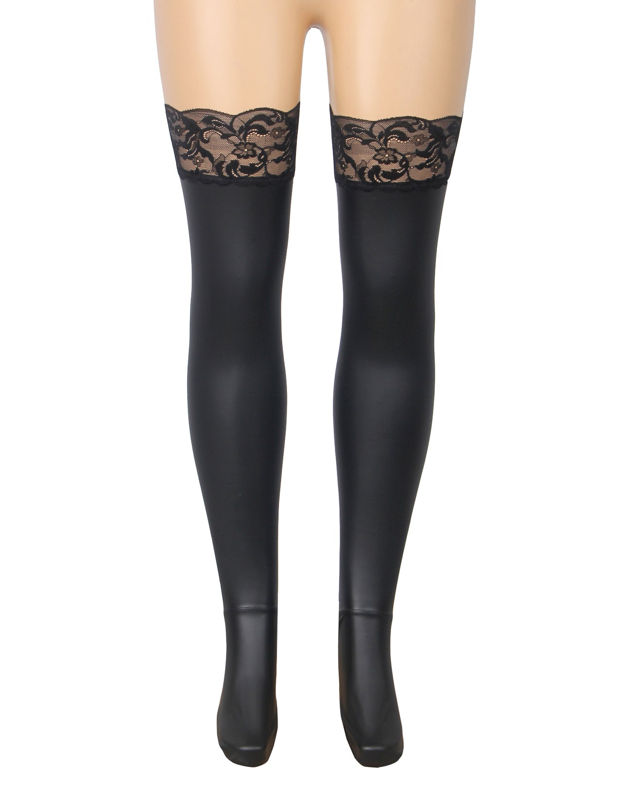 Wet Look Matt PU Suspender Stockings by Scandals