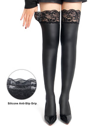 Wet Look Matt PU Suspender Stockings by Scandals