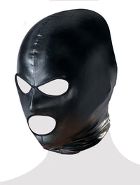 Thumbnail for a black leather mask with white eyes