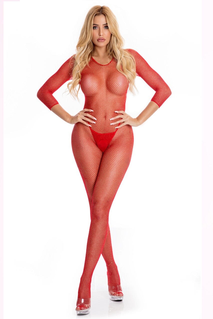 Risque Crotchless Bodystocking Bodystockings Pink Lipstick (Kevco) 