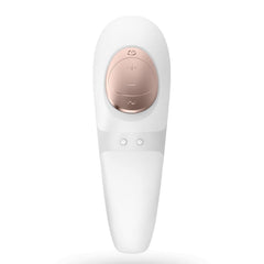 Satisfyer Pro 4 Couples Vibrator, wearable clitoral suction stimulator designed for intimate pleasure, shown on a white background.