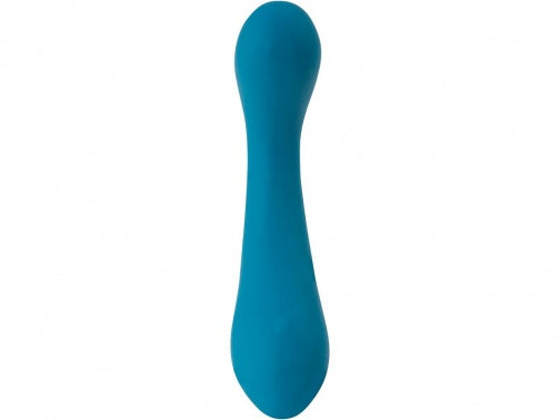Swan Curve Squeeze Control G-Spot Vibrator in teal with ergonomic design and textured surface for targeted pleasure.