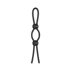FORGE Double Adjustable Lasso Silicone Cock Ring - Black, an adjustable cock ring that combines strength and comfort for the wearer.