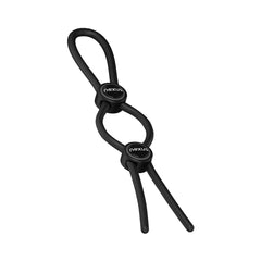 FORGE Double Adjustable Lasso Silicone Cock Ring - Black displayed elegantly, representing the sophistication of an adjustable cock ring.
