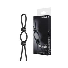 Elegant image of FORGE Double Adjustable Lasso Silicone Cock Ring - Black, showcasing its adjustable features for a custom fit.