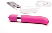 Close-up view of the OhMiBod Freestyle G-Spot Vibrator highlighting its sophisticated chrome details and luxurious hypoallergenic material.