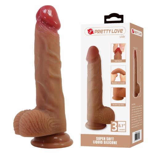 PrettyLove Super Soft Liquid Silicone Dildo with Suction Cup, Balls & Bendable Design