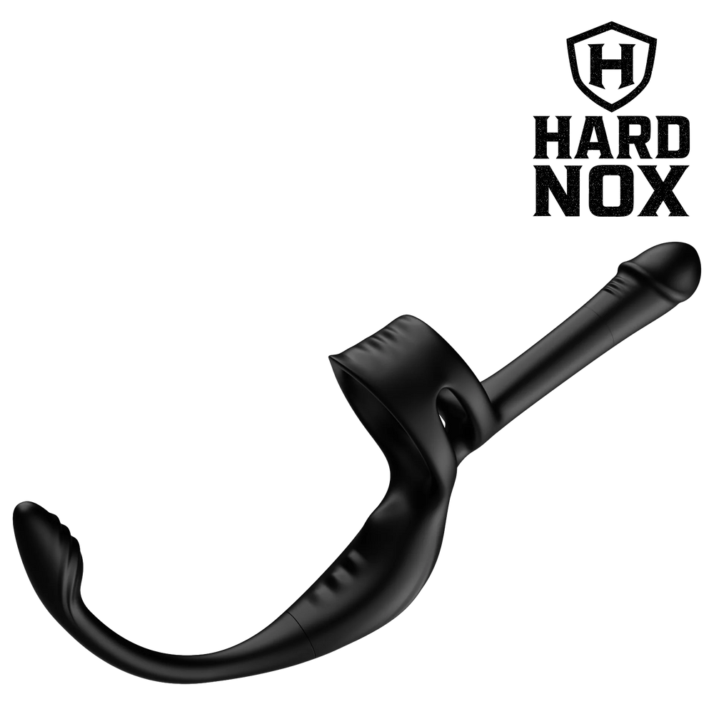 Hard Nox 3-in-1 pleasure harness vibrating cock ring strap with adjustable straps and textured design for enhanced intimacy.