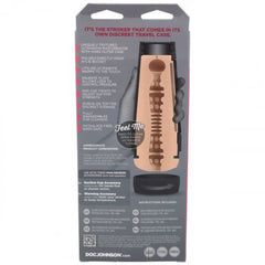 Screw-on top of the Main Squeeze Stroker Pussy showcasing Kylie Rocket vagina, perfect for discreet storage and elegant design.