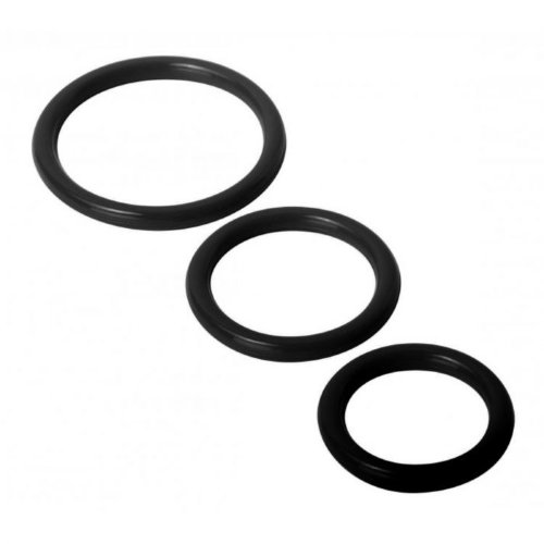 Scandals Trinity Triple 3 Size Silicone Cock Ring Set - Black