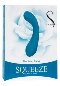 the outer box design for the The Swan Curve - Squeeze Control G-Spot Vibrator in Teal