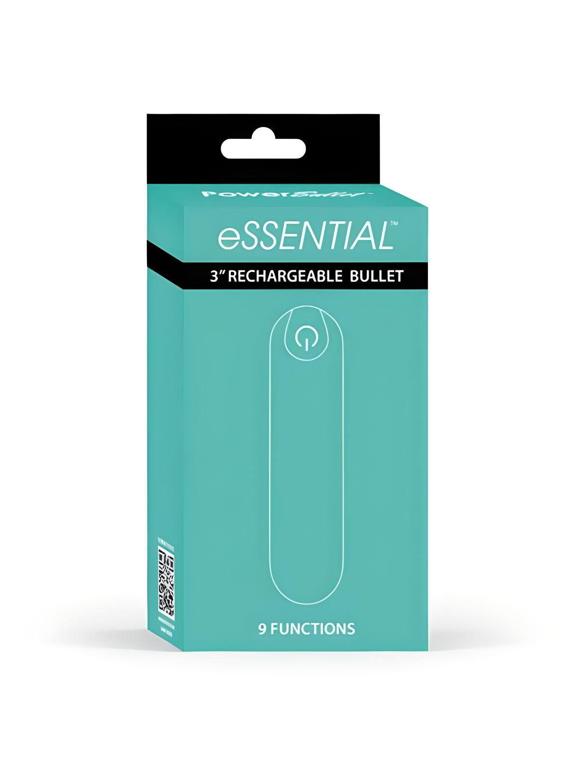 Power Bullet Essential 3.5" - Teal, packaged elegantly, showcasing the bullet vibrator as a luxurious addition to any collection.