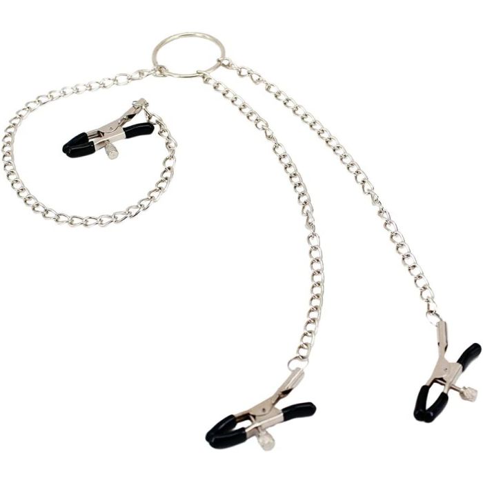 a pair of scissors and a chain on a white background