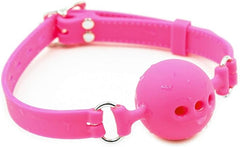 Luxurious Silicone Breathable Ball Gag showcasing the stylish lockable buckle closure, ideal for enhancing BDSM experiences with comfort and safety.