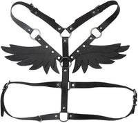 Thumbnail for Women’s Gothic PU Leather Angel Wings Harness Belt, Adjustable Body Bra for Cosplay & Parties