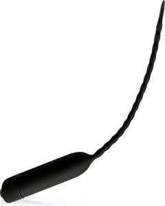 Scandals vibrating sounding rod with 10 functions, flexible beaded silicone dilator for beginners, shown with textured beaded design.