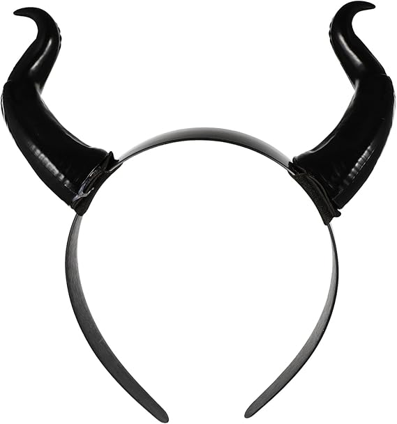 Gothic Halloween headband with ox horn shape headdress and decorative hair accessories, perfect for parties and costumes.