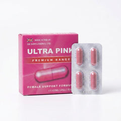 Ultra Pink 400mg female sexual support capsules by GB Supplements, natural herbal aphrodiscacs and enhancer capsules.