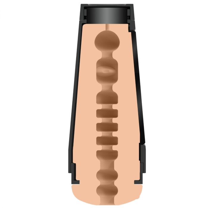 a cross section of the chantelle danielle main squeeze stroker showing the inner texture