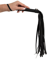 Black Flogger with Wrapped Handle & Wrist Loop - Soft Fronds for Sensual Strokes & Sexy Spanks