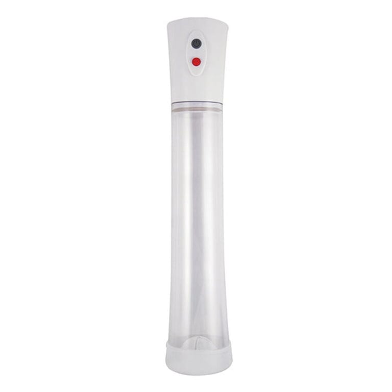 Commander USB Rechargeable High Vacuum Electric Penis Pump XL showing the pump with digital control display and silicone sleeve attachment.