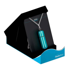 Elegant Power Bullet MiVibe Bullet Vibrator Necklace - Blue, a luxury accessory that combines stylish design with powerful pleasure.