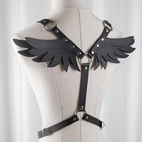 Thumbnail for Women’s Gothic PU Leather Angel Wings Harness Belt, Adjustable Body Bra for Cosplay & Parties