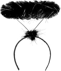 Elegant Black angel wings featuring a halo, ideal for Halloween celebrations or themed events.