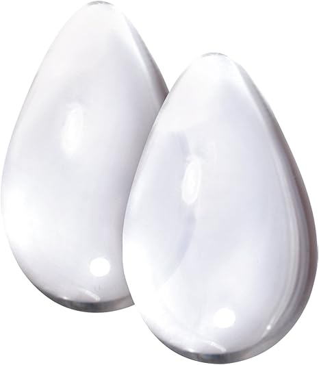 NsNovelties Crystal Glass Kegel Yoni Eggs for pelvic training, featuring smooth, clear glass design and ergonomic shape for exercise.