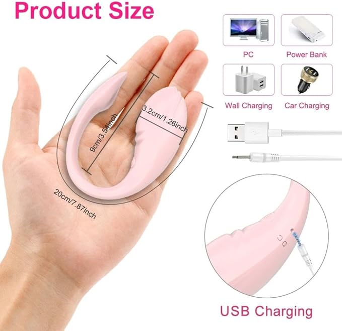 Elegant pink textured remote egg vibrator showcased in a hand, highlighting its ergonomic design and USB charging capabilities.