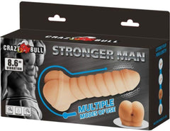 Crazy Bull 8.66-inch male stroker sleeve with easy-entry design and powerful vibrations, made for enhanced pleasure and stimulation.