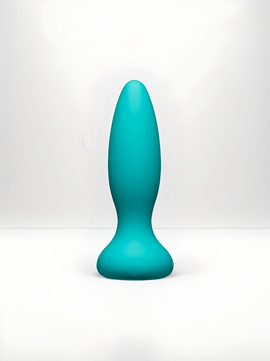 Doc Johnson A-Play Vibe Adventurous Remote Control Butt Plug in elegant teal silicone, showcasing its sleek classic design for enhanced pleasure.
