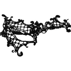 BLACK Lace Eye Mask with Asymmetrical Design & Ribbon Ties - One Size