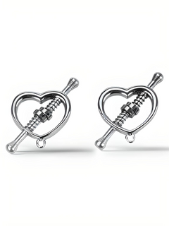 Heart Vice Nipple Clamps for Bondage – Stunning stainless steel pair emphasising luxury in BDSM accessories, ideal for adventurous exploration.