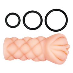 Flesh vibrating male stroker with adjustable pressure