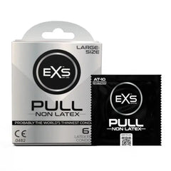 EXS Pull Non-Latex Condoms – Ultra-Thin, Hypoallergenic, Pre-Lubricated
