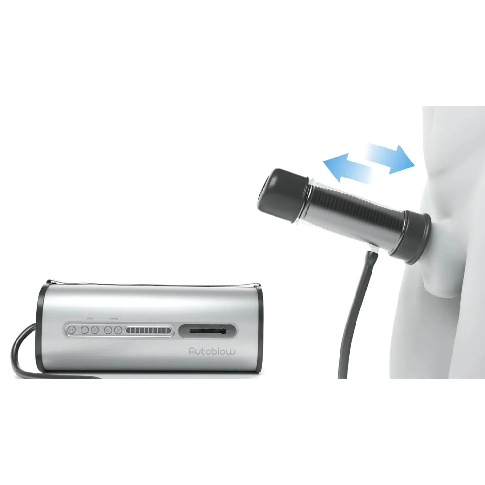 Autoblow VacuGLIDE masturbation machine with customizable features and three sleeves, designed for pleasurable personal use.