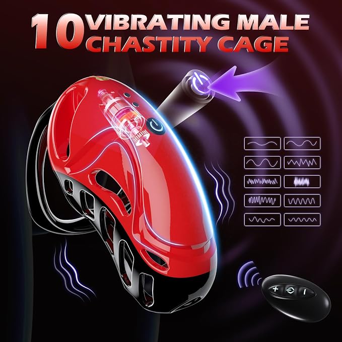 Vibrating Remote Control Plastic Chastity Cock Cage