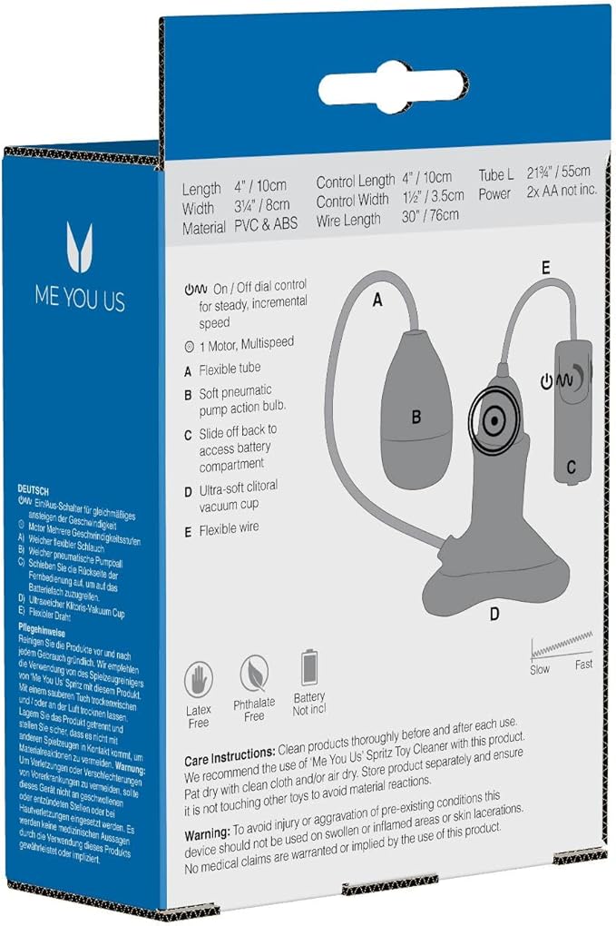 Me You Us Clitoral Masseuse Vibrating Clit Pump Transparent