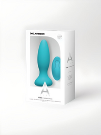 Luxurious packaging of Doc Johnson A-Play Vibe Adventurous Remote Control Butt Plug, highlighting the premium products designed for optimal enjoyment.