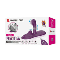Pretty Love Luka (Purple) vibrating grinding pad in use, emphasising hands-free pleasure and dual stimulation features.