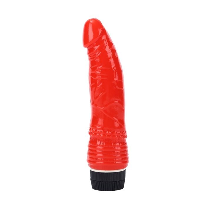 a red plastic dilg with a black top