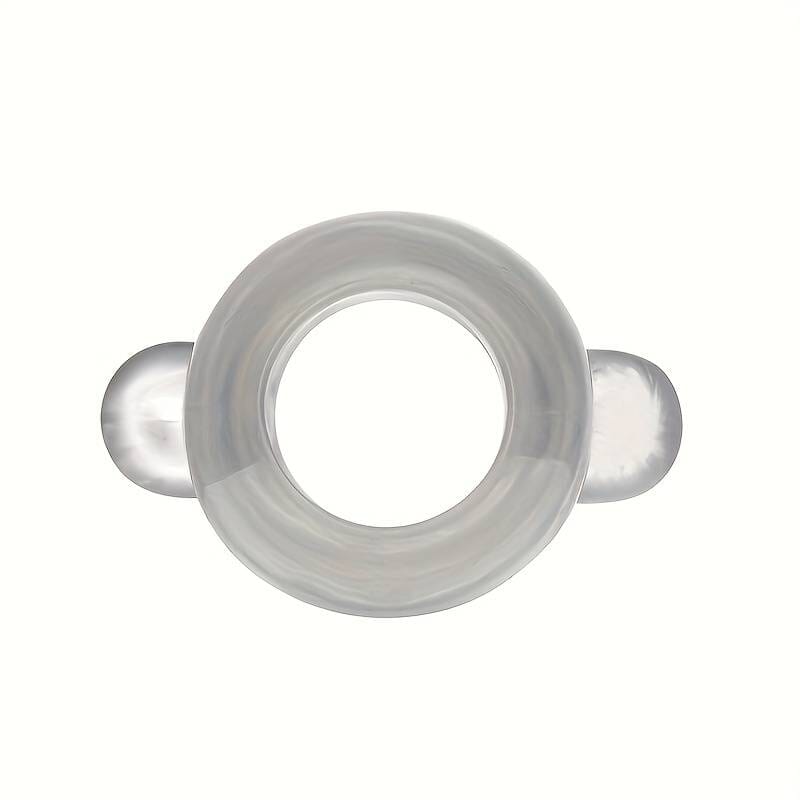 a clear glass ring with a white background